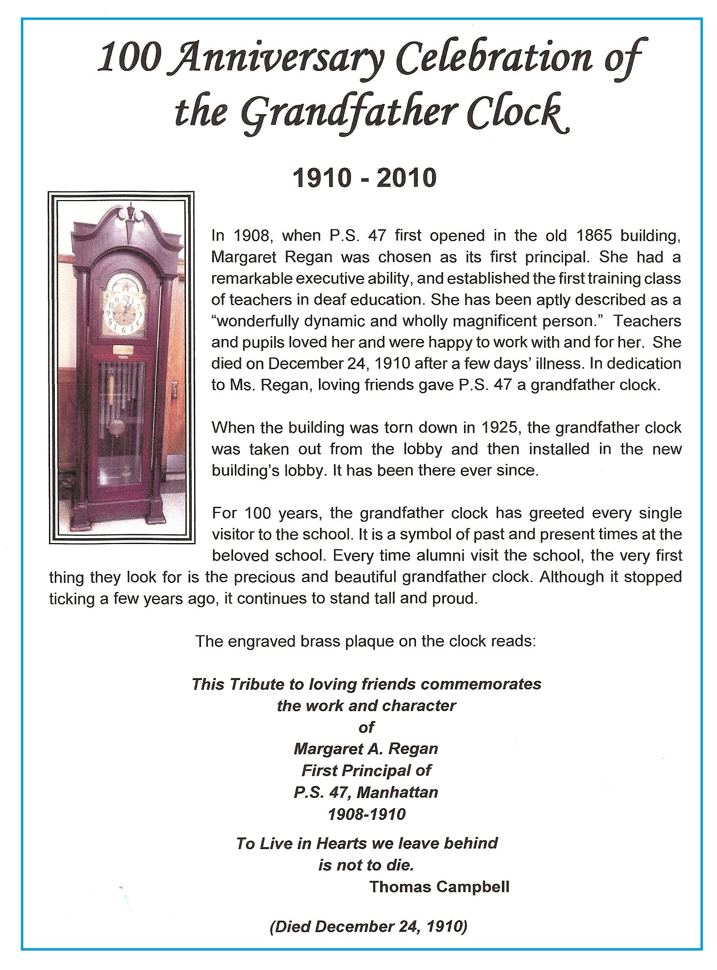 100th Anniversary Celebration of the Grandfather Clock ...