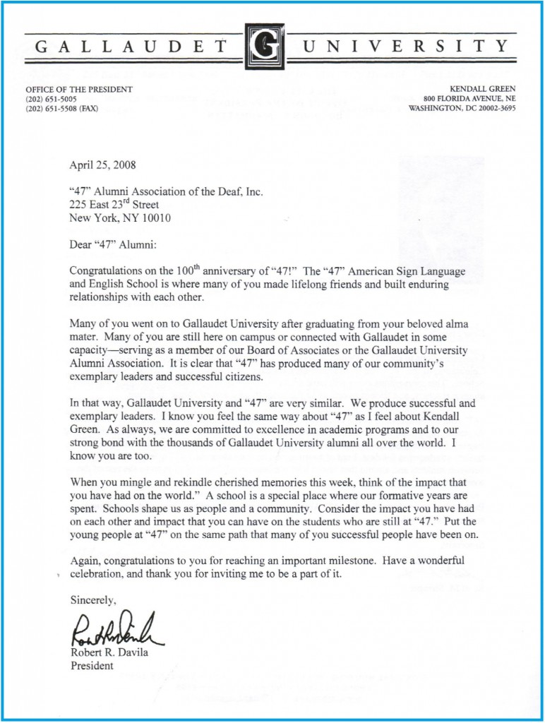 100th Anniversary Congratulatory Letters | “47” Alumni ... 100th Anniversary Congratulatory Letters | “47” Alumni ...