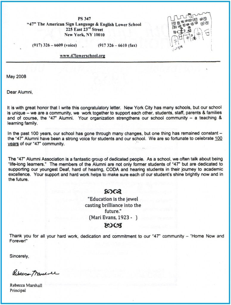 100th Anniversary Congratulatory Letters 47 Alumni 100th Anniversary Congratulatory Letters 47 Alumni